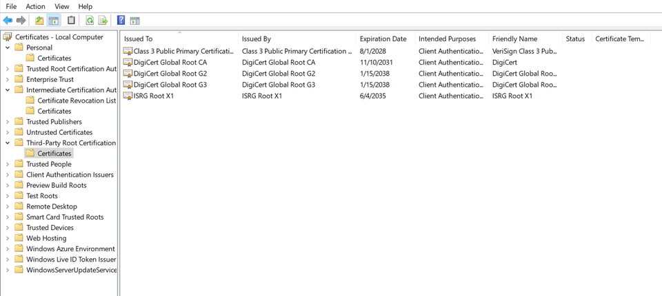 IIS Installed Certificate View